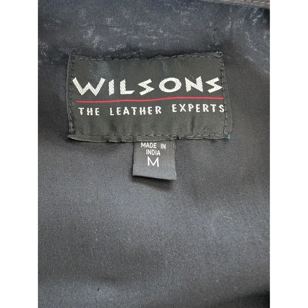 Wilsons Mens M Black Leather Button Front Vest Steampunk Biker Moto Edgy Vintage